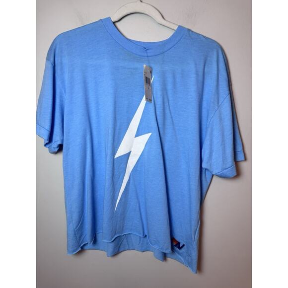 Aviator Nation Bolt Graphic Boyfriend Tee In Sky Blue Sz L NEW NWT $83 - Picture 2 of 9